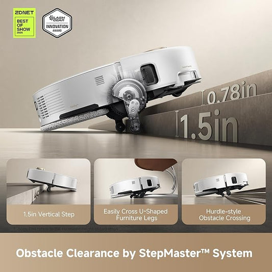 Mova V50 Ultra Complete Robot Vacuum and Mop Self-Cleaning, 24,000 Pa Suction, Liftable Navigation with Obstacle Overcoming and Warm Water Mopping with DuoSolution System Designed for Pets