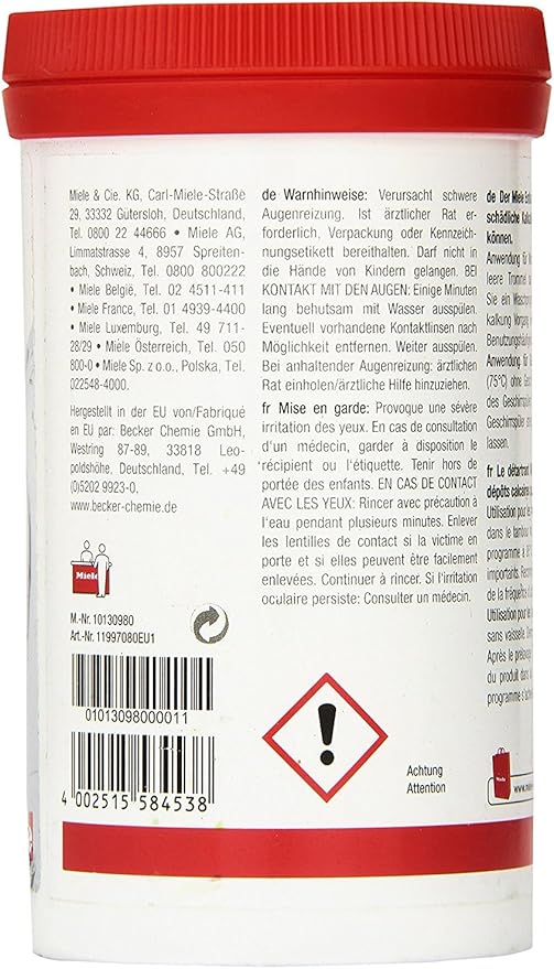 Miele Care Descaler Powder to clean and sanitize Washers, 09043380