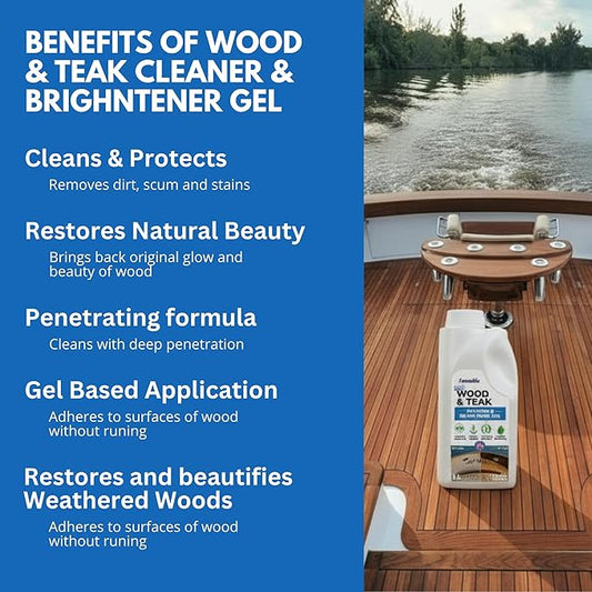 EcoDecors Loveable 2 in 1 Wood & Teak Cleaner and Brightener Gel, 1 L, for Outdoor Use, Cleans, Renews, and Refreshes Outdoor Wood