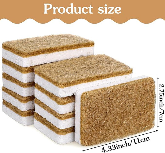 36pcs Natural Kitchen Sponge Eco Friendly Dish Sponges for Kitchen Compostable Coconut Scrubber Sponge Scrubbing Sponges for Dishes Household Cleaning Foam Non Scratch Dishwashing Scrubber