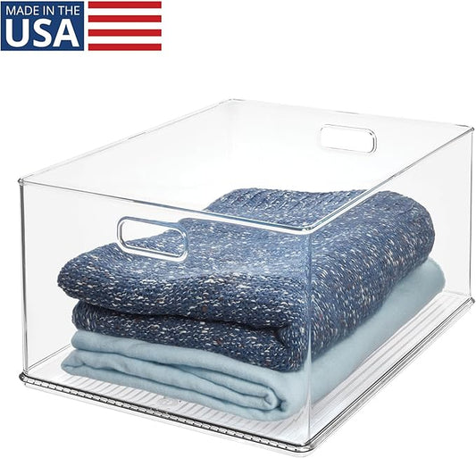 iDesign Recycled Plastic Stackable Storage Bin with Handles - Clear
