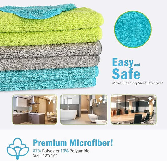 AIDEA Microfiber Cleaning Cloth-100PK, Soft Microfiber Towels for Cars, Absorbent Cleaning Rags, Lint-Free Streak-Free Wash Cloths for House, Kitchen, Window(12in.x16in.)