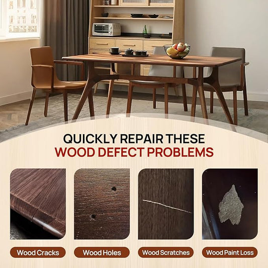 Wood Furniture Repair Kit, Wood Touch up Fillers, Repair Scratches, Cracks, Paint Chips, and Nail Holes on Furniture, Floors, Doors, Cabinets, and Tables (5 Dark Colors)