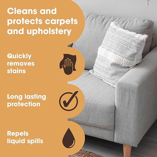 Furniture Clinic Fabric Care Kit | Clean, Protect, & Prevent All Liquid Stains, Odors, and Dirt for Upholstery, Carpet, Furniture, Fabric, Textiles | Contains Cleaner and Protector Sprays