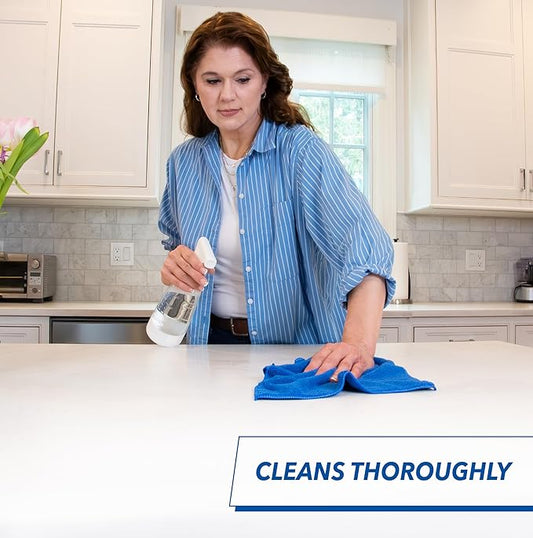 Unger 12” x 12” All-Purpose Microfiber Cloths, 4 Pack, Wet and Dry Cleaning Towels for Kitchen, Furniture, Appliances, Electronics and Glass, Reusable with Less Lint and Streak-Free Results