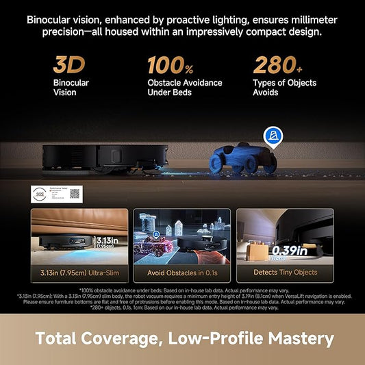 DREAME X60 Max Ultra Complete Robot Vacuum and Mop, Upgraded from X50 Series, 3.13in (7.95cm) Ultra-Thin Design, 35,000Pa Suction, Self Emptying&Refilling, Mop Self-Cleaning, 280+ Obstacle Avoidance