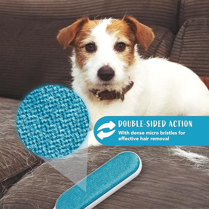 Lint Brush and Pet Hair Remover for Laundry, Clothes, Couches, Car Seats, Furniture and Fabric. Reusable Dog and Cat Fur Wizard Hair Removal Brush. ALLISTAR (Sky Blue)