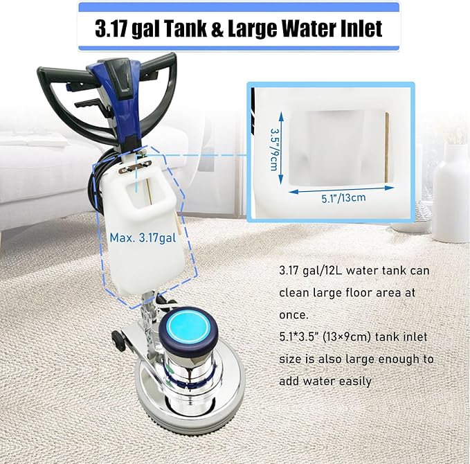 Commercial Floor Cleaning Machine 18" Floor Cleaner and Polisher Industrial Ground Scrubber Buffer Heavy Duty Carpet Cleaner with Three Brushes for Cleaing, 110V