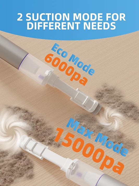 Cordless Car Vacuum, 4 in 1 Portable Mini Handheld Vacuum Cleaner with 15000pa Suction Power, 2 Suction Modes & Multi-Nozzles for Car Home Office Pet, Silver