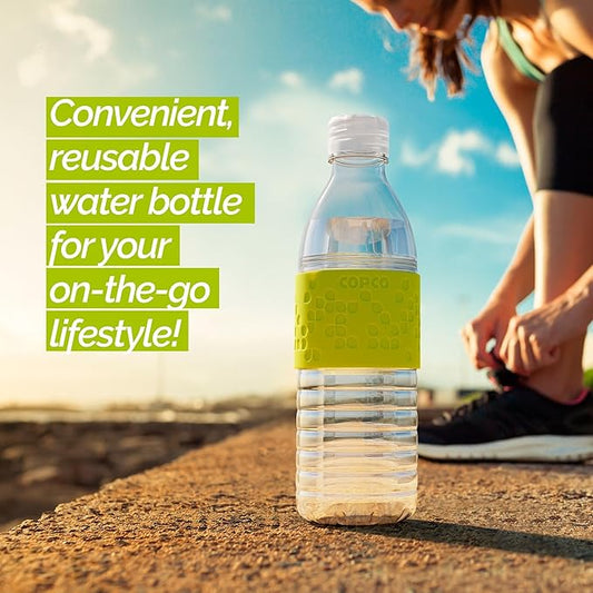 Copco Hydra Water Bottle with Spill-Resistant Lid, 16.9 oz - Reusable Tritan Non-Slip Sleeve, Twist-Open Body - BPA-Free, Leak-Proof, Durable & Portable for Gym, Office, School (Lime Green)