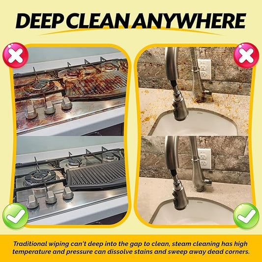 Handheld Steam Cleaner for Home, High-Pressure Chemical-Free Steamer with 10 Accessories for Deep Cleaning and Less Scrubbing on Kitchen Grease, Bathroom Tile and Grout, Floor, Carpet, Couch and Car