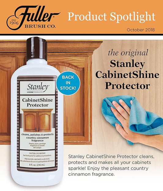 STANLEY HOME PRODUCTS CabinetShine Protector - Furniture Cleaner and Polish - Removes Dust Dirt and Grime Restores and Renews Protects Wood Finish Cinnamon Scent Suitable for Home and Commercial Use