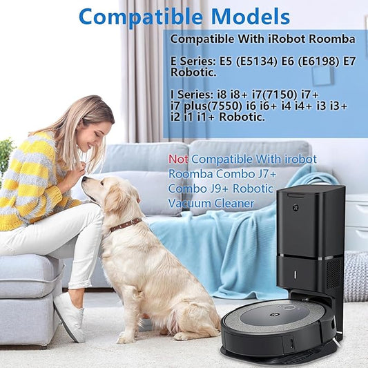 26 Replacement Parts for iRobot Roomba i7 i7+ i3 i3+ i4 i4+ i5 i5+ i6 i6+ i8 i8+ E5 E6 E7 Robot Vacuum Accessories, 2 Rubber Roller 8 Filters 8 Side Brushes 8 Vacuum Bags(NOT Fit the Combo J7+)