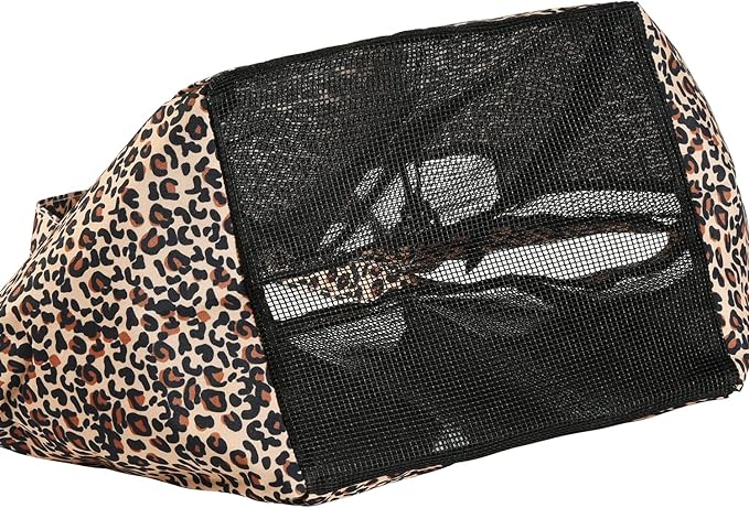 Haundry Mesh Shower Caddy Bag, Portable Basket Organizer with Key Hook for College Dorm Bathroom Camp Gym, Hanging Tote Bag with 8 Pockets, Lepoard