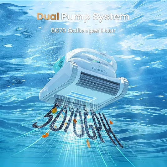 (2025 Upgraded) Cordless Robotic Pool Cleaner, Automatic Pool Vacuum for Inground and Above Ground Pools, Lasts 200 Mins, Floor/Wall/Waterline Cleaning, Dual Inlet, Waterline Technology, Self-Parking