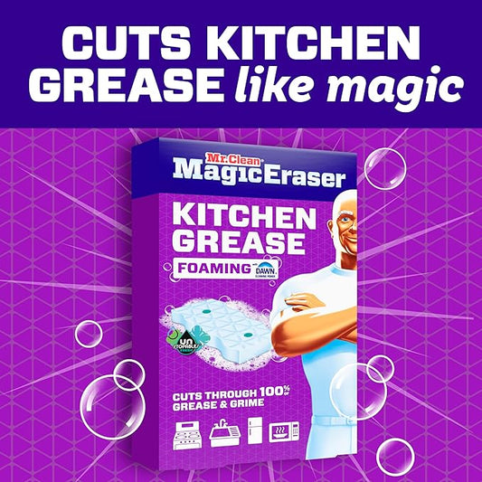 Mr. Clean Magic Eraser Foaming Sponge, Kitchen Grease Eraser, Dawn Cleaning Power, Oven Cleaner, Unstopables Fresh, 6ct