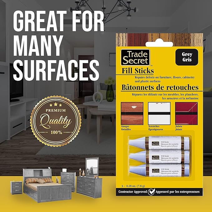 Wood Scratch Repair Fill Stick for Grey (Set of 3), Great for Touch-Ups and Repairs on Hardwoods Floors, Furniture, Cabinets and Plastic Surfaces