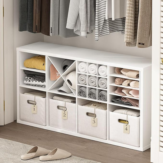 Furinno Cubicle Cube Insert, 3-Shelf Cube Organizer, Fits into Furinno Extra Thick Cubes, for Organizers and Storage, White (Does not fit IKEA Kallax Shelving)