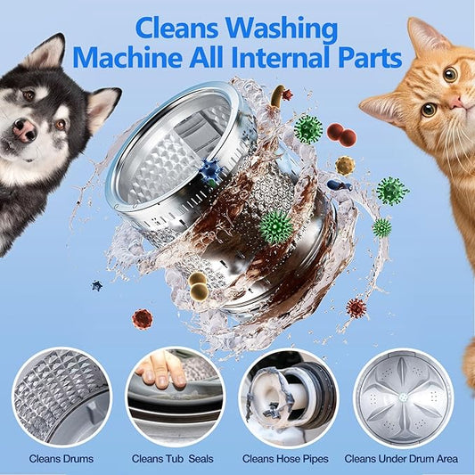 Washing Machine Cleaner-36Pack-18 Month Supply,Washer Machine Cleaner Tablets Formulated For Pet Owners,Easy Pet Hair Remover for Laundry,Compatible with HE, Top & Front Load Washer.Septic Safe