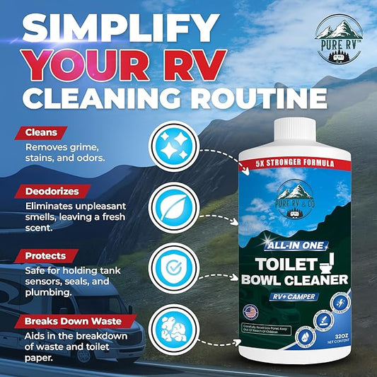 RV Toilet Bowl Cleaner with Easy Squirt Top - Best Septic Safe Toilet Bowl Cleaner (32 oz) - 5X Stronger Stain & Odor Eliminator - RV Toilet Cleaner - Sensor Safe & Non-Acid Formula