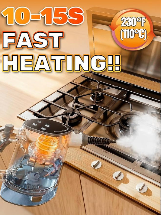 Killrose Handheld Steam Cleaner, Pressurized Steam Cleaner with 10–15s Fast Heat, Dual Power Modes & Self-Clean, Multi-Surface Steamer with 12 Accessories for Kitchen, Bathroom, Car