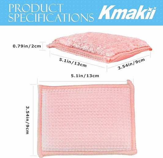 KMAKII Bamboo Kitchen Sponges Dish Sponge Super Absorbent Natural Dish Sponges, Red, Pack of 6