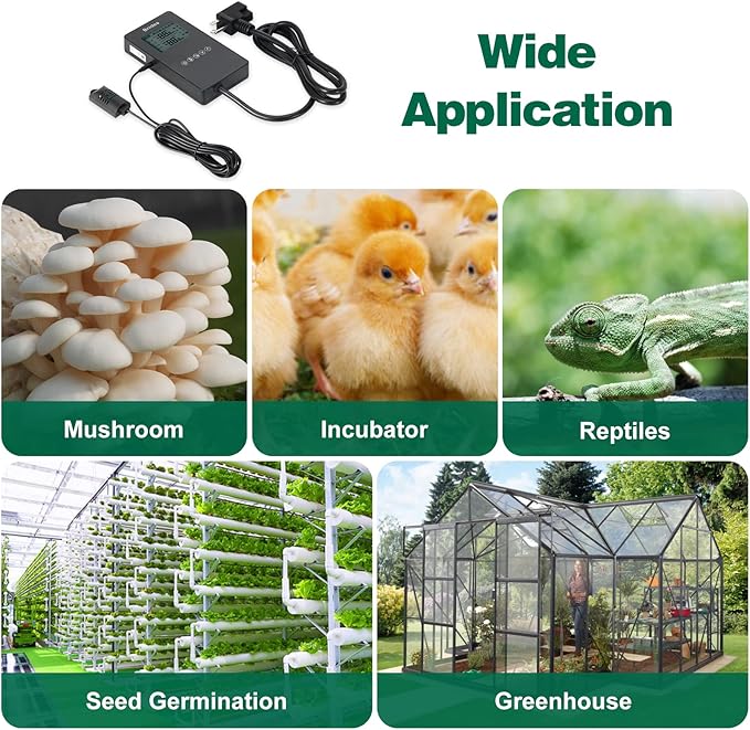 Humidity Controller, Briidea Pre-Wired Humidistat Humidifier Dehumidifier with LCD Display High Accuracy Humidity Sensor, Ideal for Greenhouse Mushroom Grow Tent