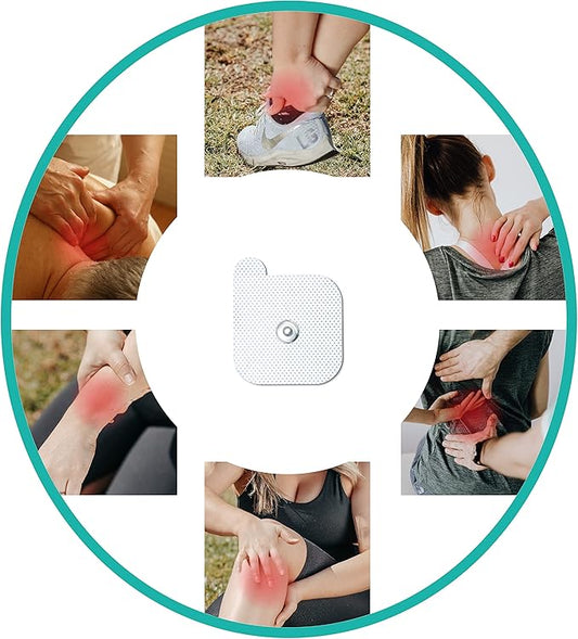 TENS Unit Replacement Pads, 20 PCS Adhesive Electrode, Replacement Reusable Electrodes, Compatible with Muscle Stimulator Machine of Most Brand, with 3.5 mm Snap-on Connector, 2" X 2"