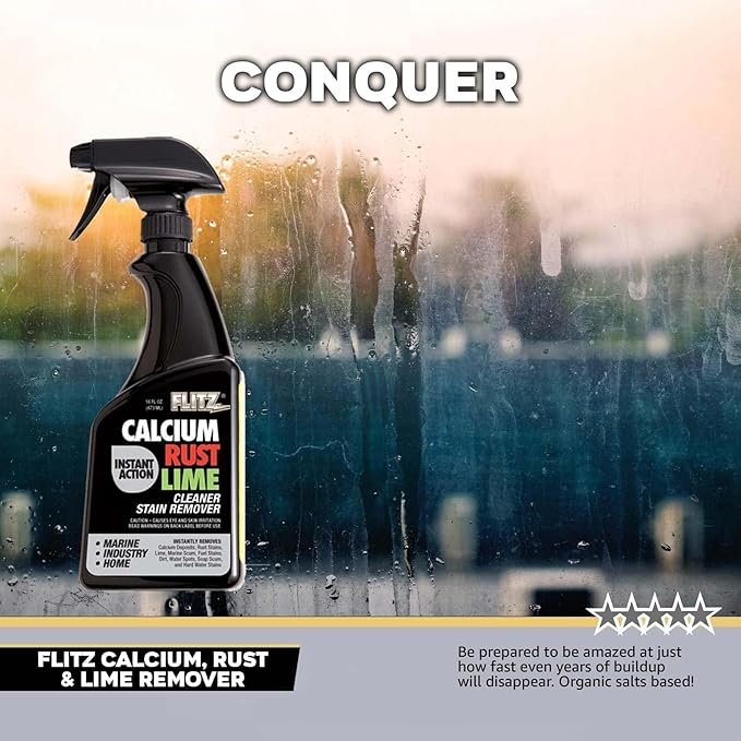 Flitz Calcium, Rust, & Lime Remover - 16oz Bottle of USA-Made Limescale Remover for Toilets, Showers, and More - Powerful Spray that Instantly Eliminates Tarnish, Grease, and Other Grime (3 Pack)
