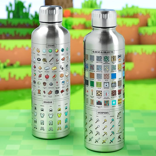 Paladone Minecraft Metal Water Bottle | Officially Licensed Gaming Merchandise