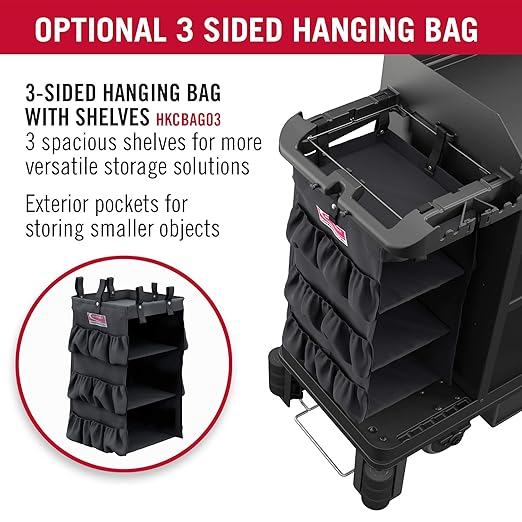 Suncast Commercial 3 Sided Organizer Bag with Shelves for Housekeeping Carts