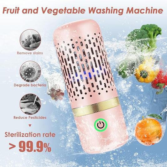 Cudinham Fruit and Vegetable Purifier Cleaner Washing Machine Upgraded Capsule Shape Disinfection OH-ion Purification Technology for Cleaning Grains Rice Meat Seafood, Pink