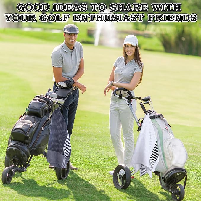 Vabean 2 Pcs 22 x 44 Large Golf Towel Caddie Style Center Cut Caddy Hanging Fast Drying Golf Club Cotton and Polyester Blend Camping Towels(Black-White, Dark Gray-White)