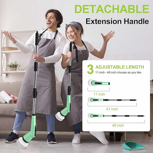 G2-Electric Spin Scrubber - IPX7 Waterproof 10-in-1 Shower Cleaner Brush, Retractable Handle & 2-Speed for Bathroom, Bathtub, Kitchen, Tile Floors