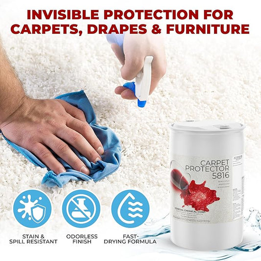 General Chemical Stain Shield Spray - Safe Fabric Protector Spritz and Stain Guard 5816 for Upholstery, Carpets, Rugs, Drapes & More - Impermeable Protectant Spray for Outdoor & Indoor Use - 55 Gallon