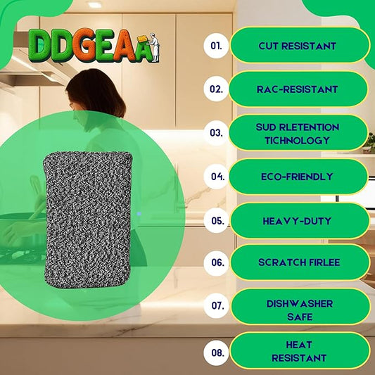 Heavy - Duty Kitchen Sponge - 20 Times More Durable, Scratch Free, Suitable for Non - Stick Cookware - Cut - Resistant, Multi - Purpose Cleaning Supplies for Home (4 Pack, Grey)