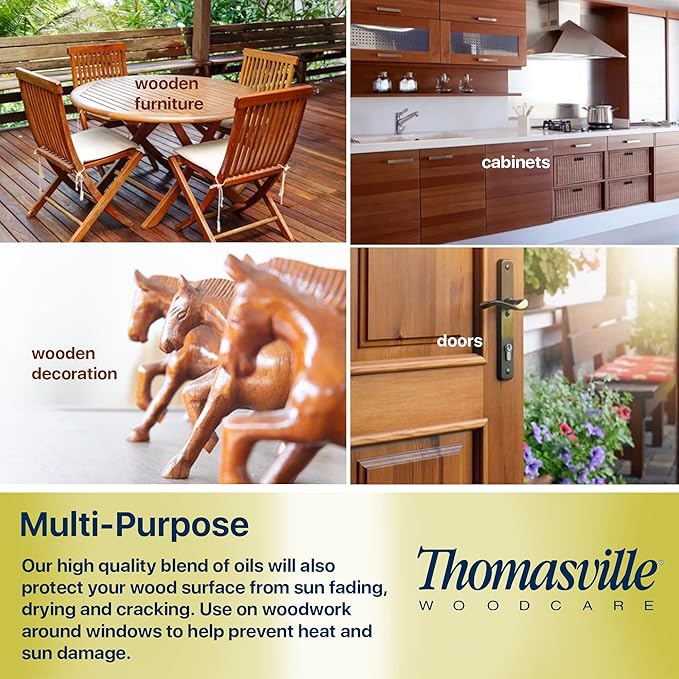 Thomasville LEMON OIL POLISH - Wood Cleaner & Furniture Polish, Cleans, Renews, Restores & Rejuvenates Surfaces, Protects Wood from Drying or Cracking, Leaves a Shiny Finish, 16oz