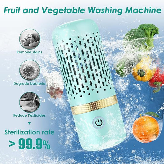 Cudinham Fruit and Vegetable Purifier Cleaner Washing Machine Upgraded Capsule Shape Disinfection OH-ion Purification Technology for Cleaning Grains Rice Meat Seafood, Blue Turquoise