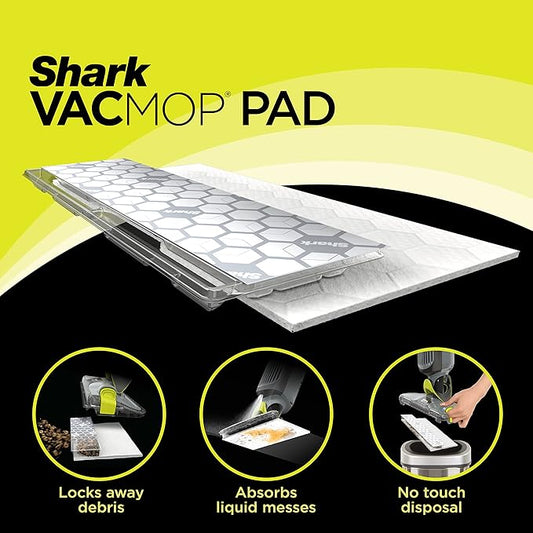 Shark VACMOP Disposable Hard Floor Pad Refills, Compatible with VM252 & VM180, No-Touch Disposal, for use on All Sealed Floors - Stone, Hardwood, Laminate & Tile, (32 Count Total), VMP32