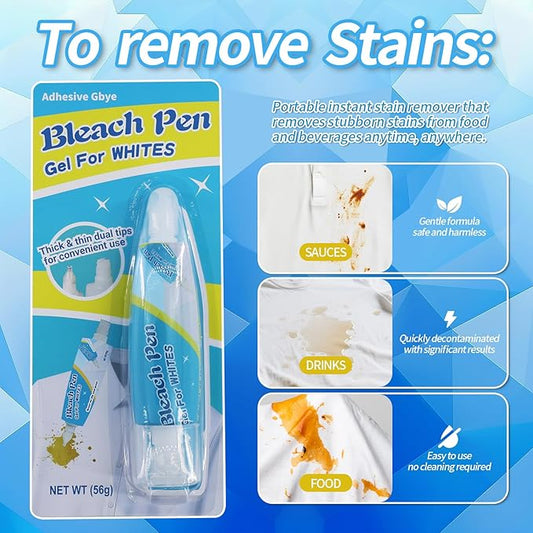 Bleach Pen For Clothing, Bleach Pen, Stain Remover Pen, Instant Travel Stain Cleaner for Clothes, Food, Wine, Coffee, Makeup, Clothing Bleached DIY Design, Portable & Easy Use(1 pack