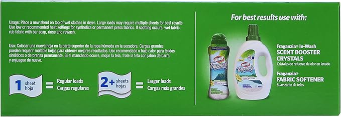 Clorox Fraganzia Fabric Softener Dryer Sheets, Island Orchid Scent - Wrinkle Reducing Scented Softening Laundry Dryer Sheets for Great Smelling Clothes, 105 Count