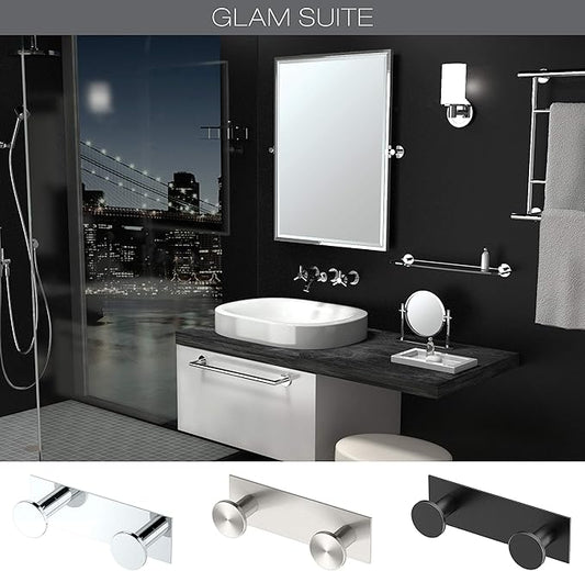 Gatco 1284 Modern Glam Double Hook, Chrome/Wall Mounted Two Hooks with 6.50" Mounting Base