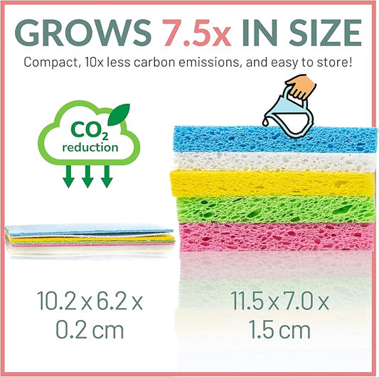 bioGo 30 Pack Compostable Pop-Up Sponges - Expanding, Non-Scratch, Plant-Based Dish - Bulk Color - Pop Up Sponge - Kitchen