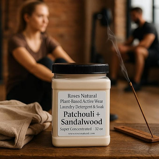 Patchouli + Sandalwood Active Wear Laundry Detergent & Soak – Plant-Based Sports Laundry Powder for Synthetic & Stretch Fabrics, Powered by Enzymes, Made in the USA