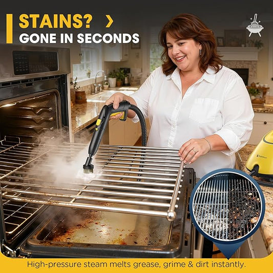 Heavy Duty Steam Cleaner, 1500W High-Temperature Mop with 26 Accessories, 1.4L Portable Tank, Chemical-Free Cleaning for Floors, Tiles, Cars & More, Child Lock for Safety, Easy Operation