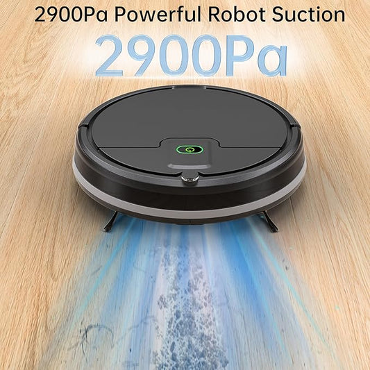 Robot Vacuums,Upgraded 2900Pa Powerful Suction Robotic Vacuum Cleaner, 150Mins Max, Self-Charging,Tangle Free Robot Vacuum Cleaner Perfect for Pet Hairs,Dust & Hardwood Floors