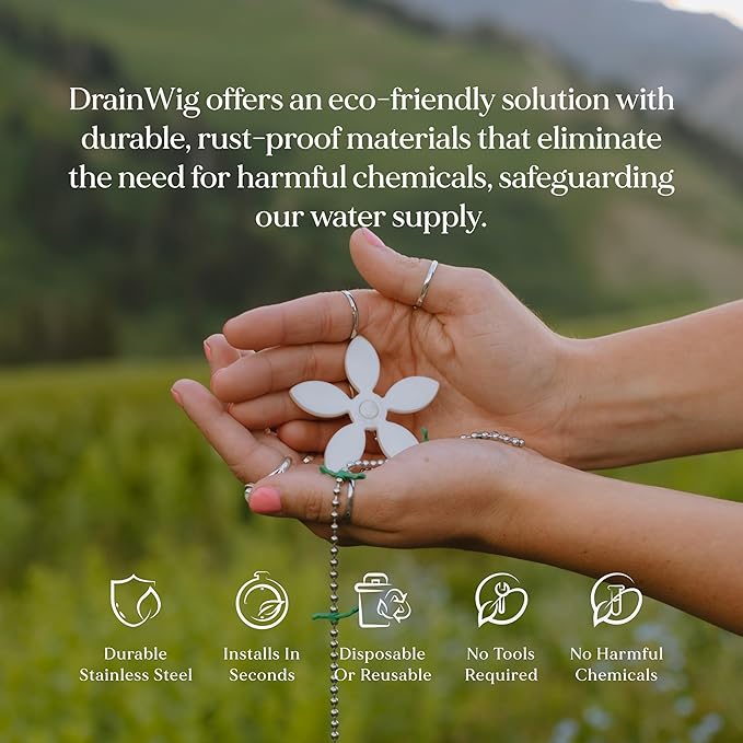 DrainWig Bathtub Drain Hair Catcher – Disposable (2-Pack) – Installs Under Stopper- No-Touch Hair Removal for Bathtub Drains – As Seen on Shark Tank