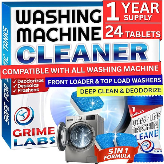Washing Machine & Dishwasher Cleaner Tablets Bundle – 12-Month Supply | Deep Cleaning & Deodorizing Tablets for Dishwashers & Washing Machines | 48-Tablet Set – Value Pack