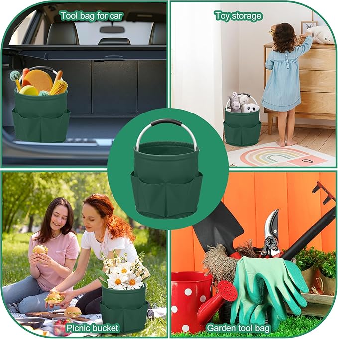 Cleaning Caddy for Cleaning Supplies,17L Cleaning Supply Caddy with Handle Foldable Cleaning Supplies Organizer Bucket Cleaning Products Organizers for Home, Garden (Grass Green)