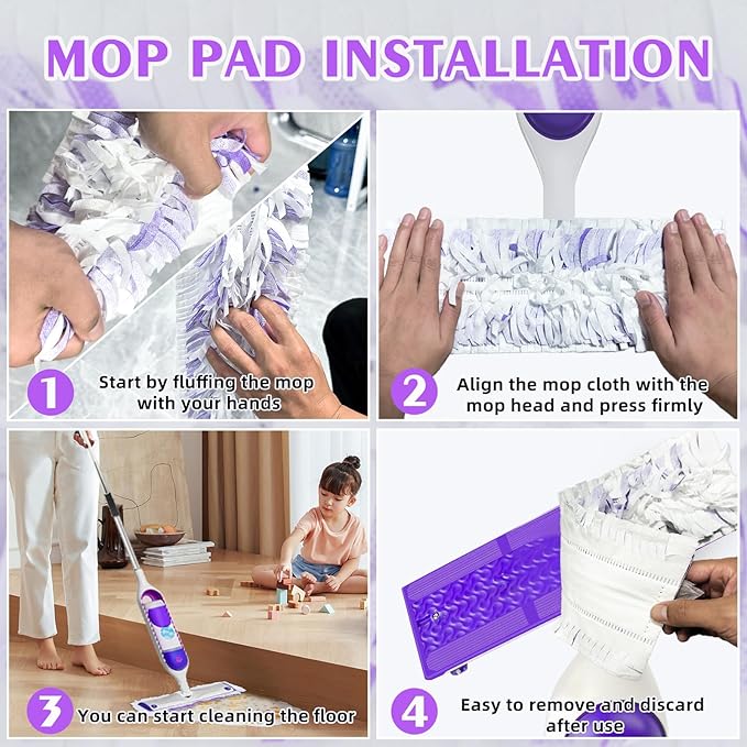 20 Count Disposable Heavy-Duty Power Mop Pads Refills for Swiffer Power Mop,Replacement Floor Cleaning Refills, Non-Washable & Unscented, Compatible with Swiffer PowerMop (Quick-Absorb, No Residue)